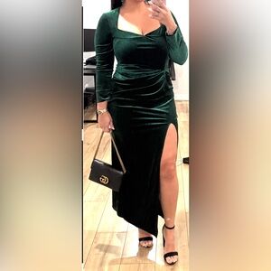 SHEIN Dark Green Velvet Dress